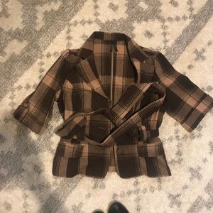 Brown plaid wool blazer